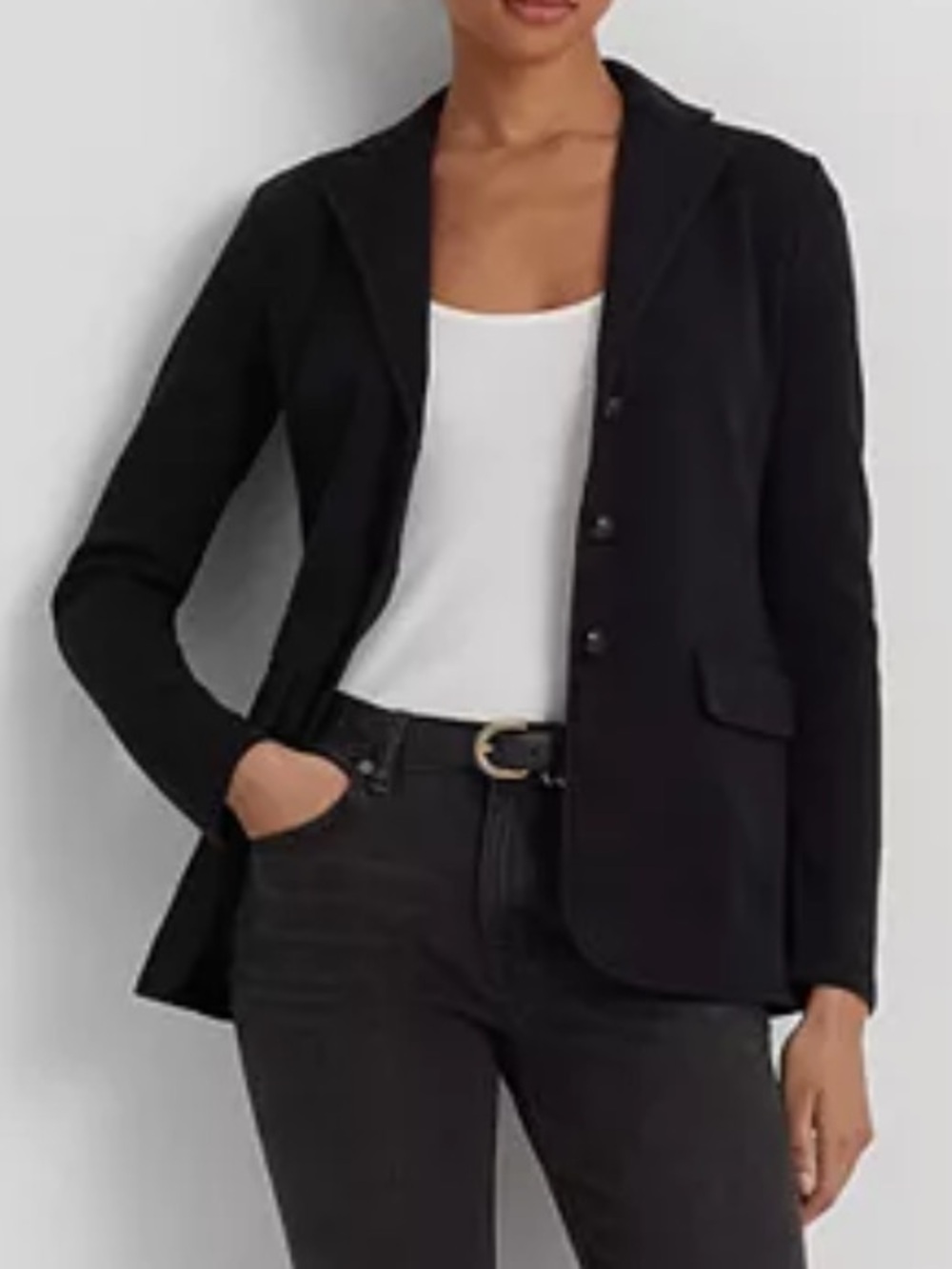 Lauren Ralph Lauren Black Cotton Sweater-Knit Blazer size S - Picture 6 of 15